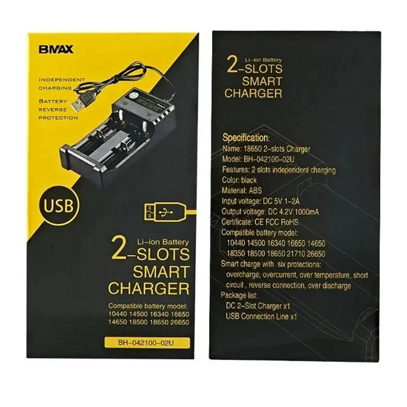 BMAX Li-Ion Battery Charger 18650 20700 26650 USB