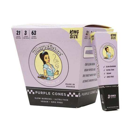 Blazy Susan King Size Pre Rolled Cones 3 Cones Per Pk 21pk Box Display
