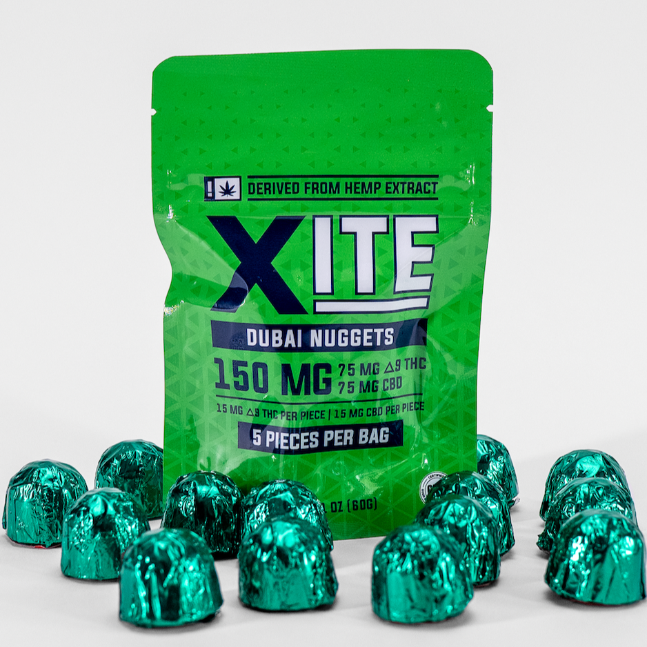XITE D9 Chocolate Nuggets 5ct 15MG THC 15MG CBD