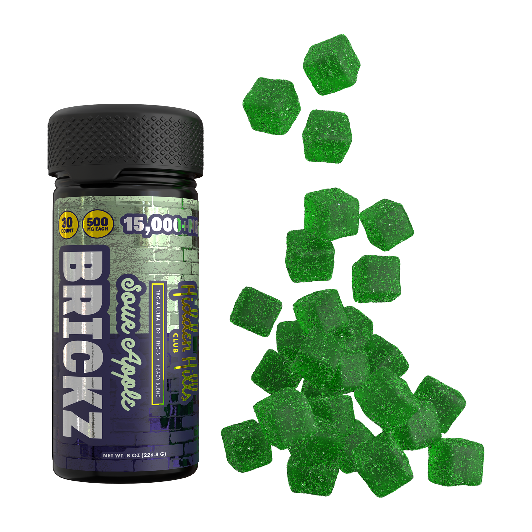 Hidden Hills Brickz Gummies 30 Pack 15,000 mg 500mg gummies