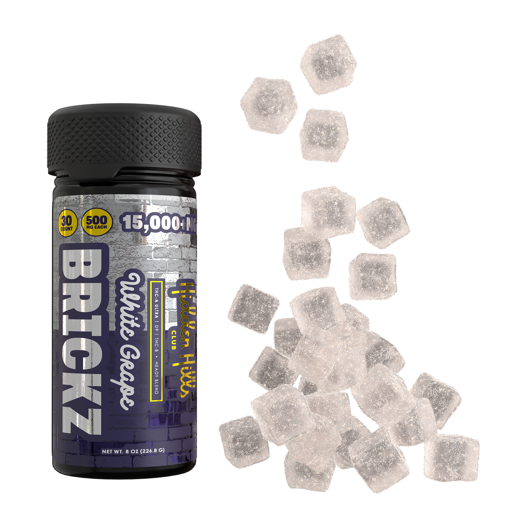 Hidden Hills Brickz Gummies 30 Pack Flavors