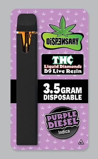 Dispensary 3.5 Gram Delta 9 THC Liquid Diamonds Live Resin Disposable Vape indica