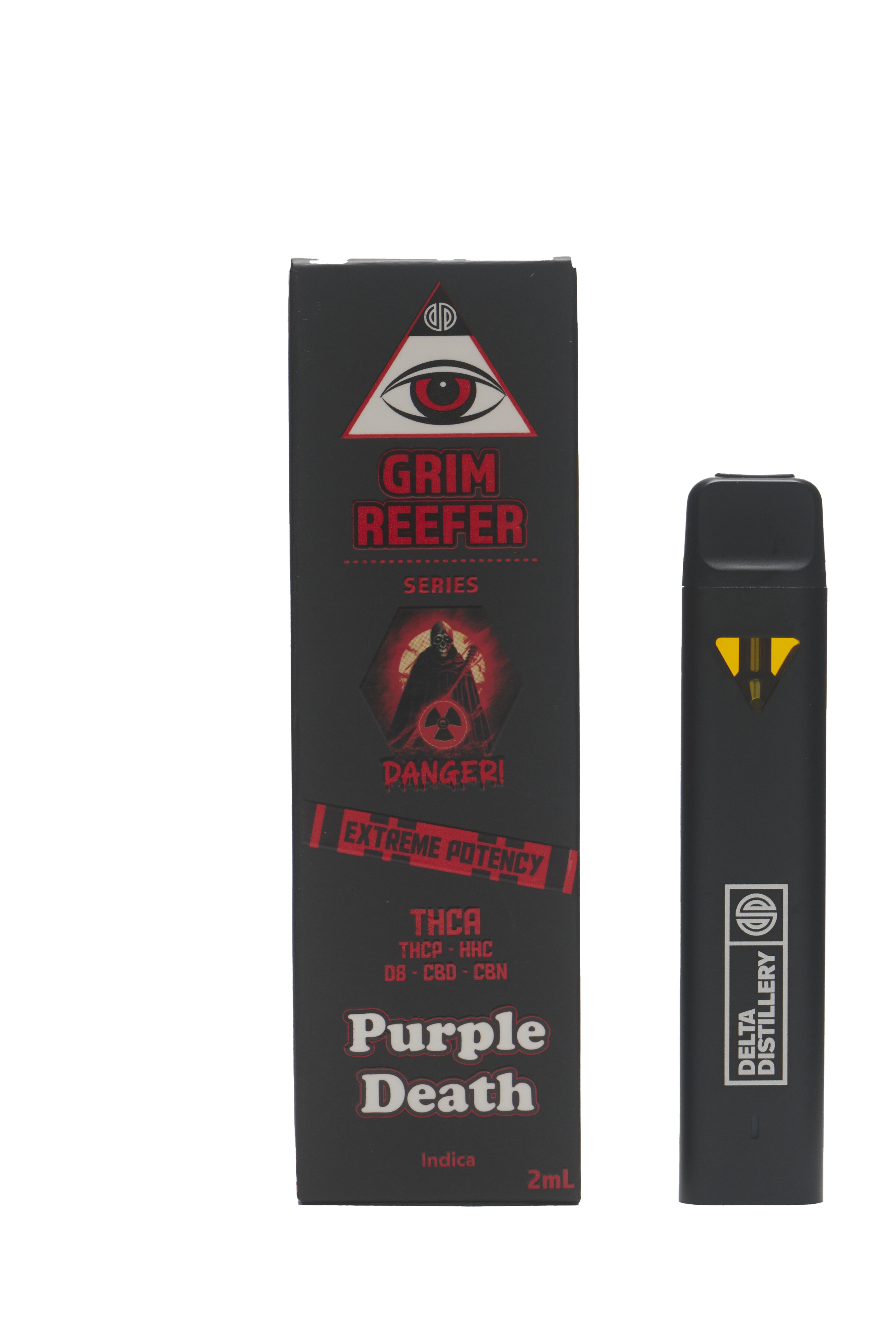 Delta Distillery Grim Reefer Series 2ml THC-A Disposable Vape Purple Death