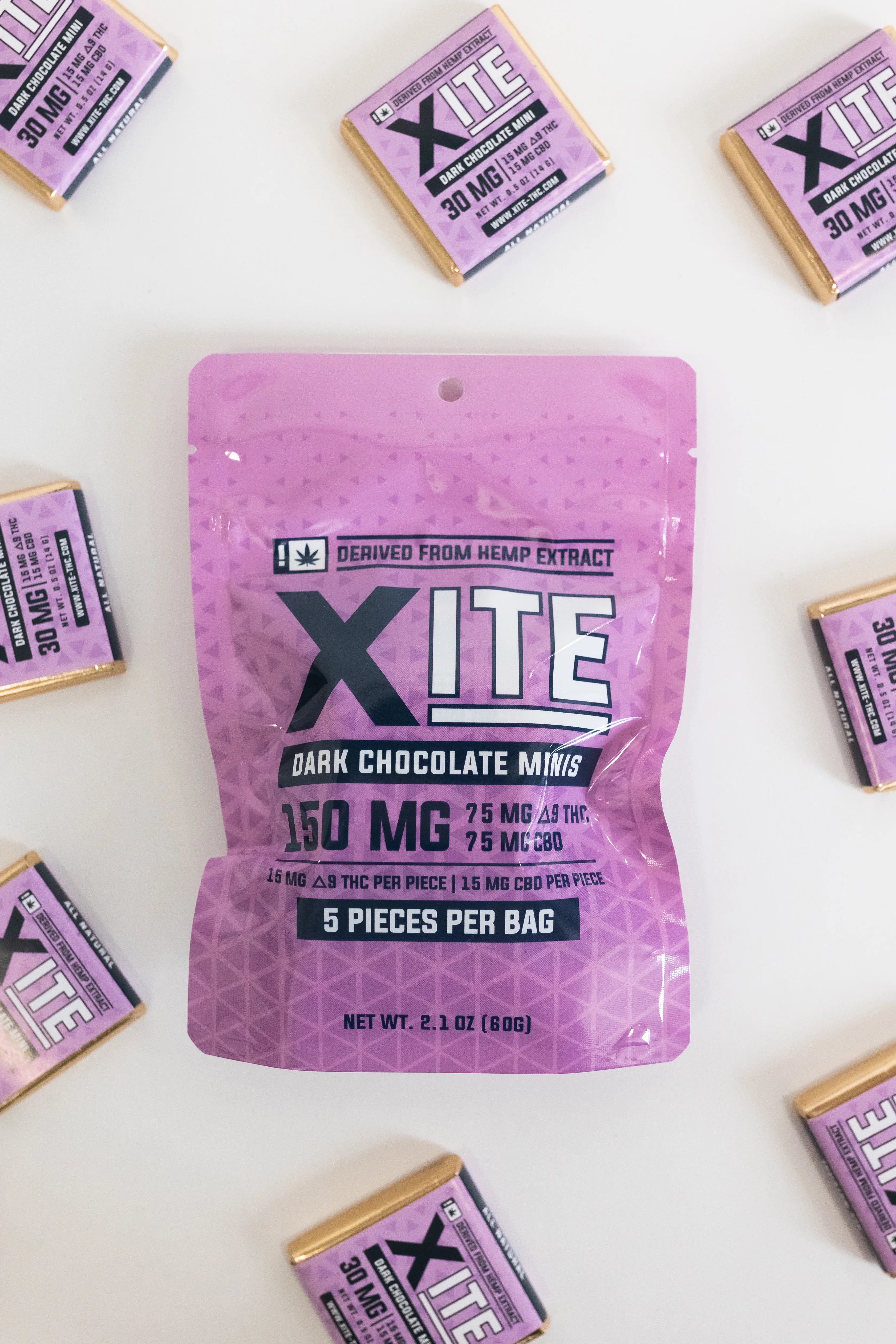 xite dark chocolate thc and cbd minis 5 pack