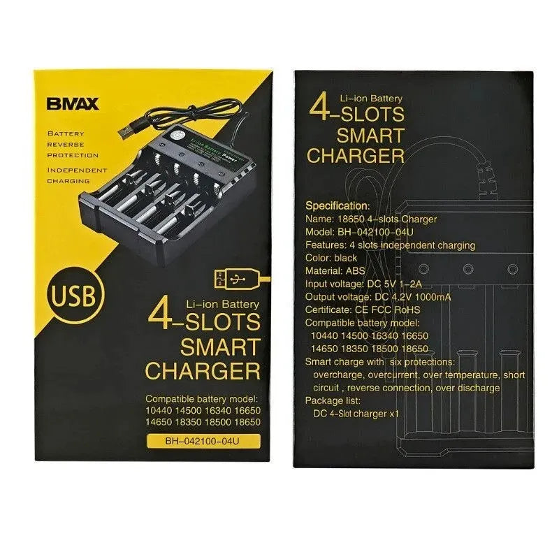 BMAX Li-Ion Battery Charger 18650 20700 26650 USB
