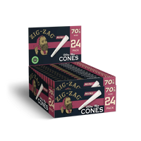 Zig Zag 70's Mini Unbleached Cones 12pk Display 24 Cones Per Box