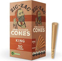 Zig Zag Mini Unbleached Cones 50ct Box Pre Rolled Cones