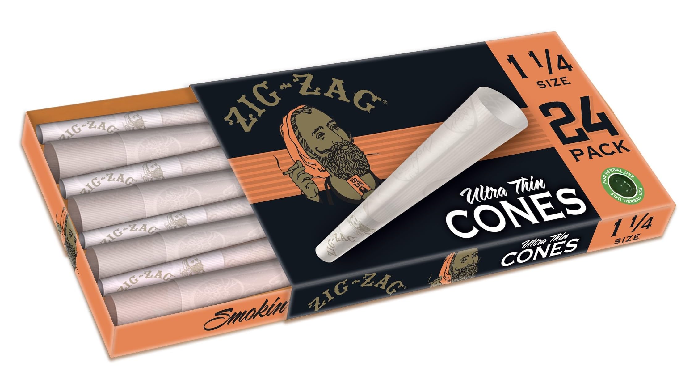 Zig Zag Ultra Thin 1 1/4" Pre Rolled Cones 12pk Display