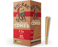 Zig Zag 1 1/4" Unbleached Pre Rolled Cones 50ct Box