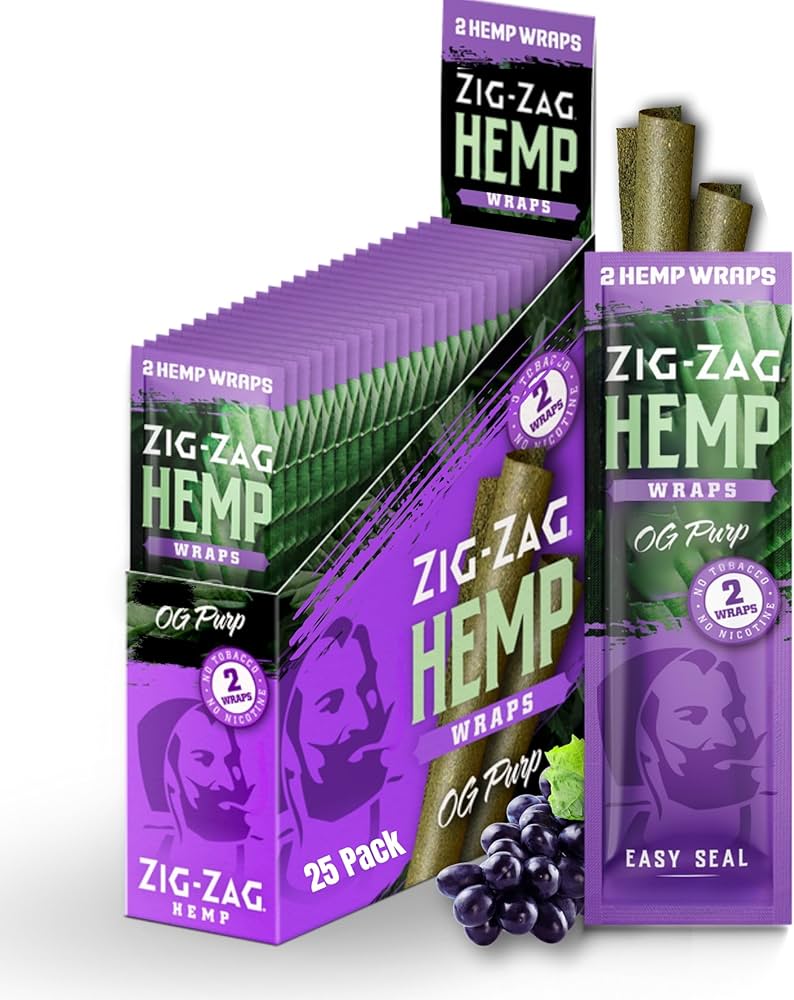 Zig Zag Hemp Wraps 25pk Display 2 Wraps Per Pk