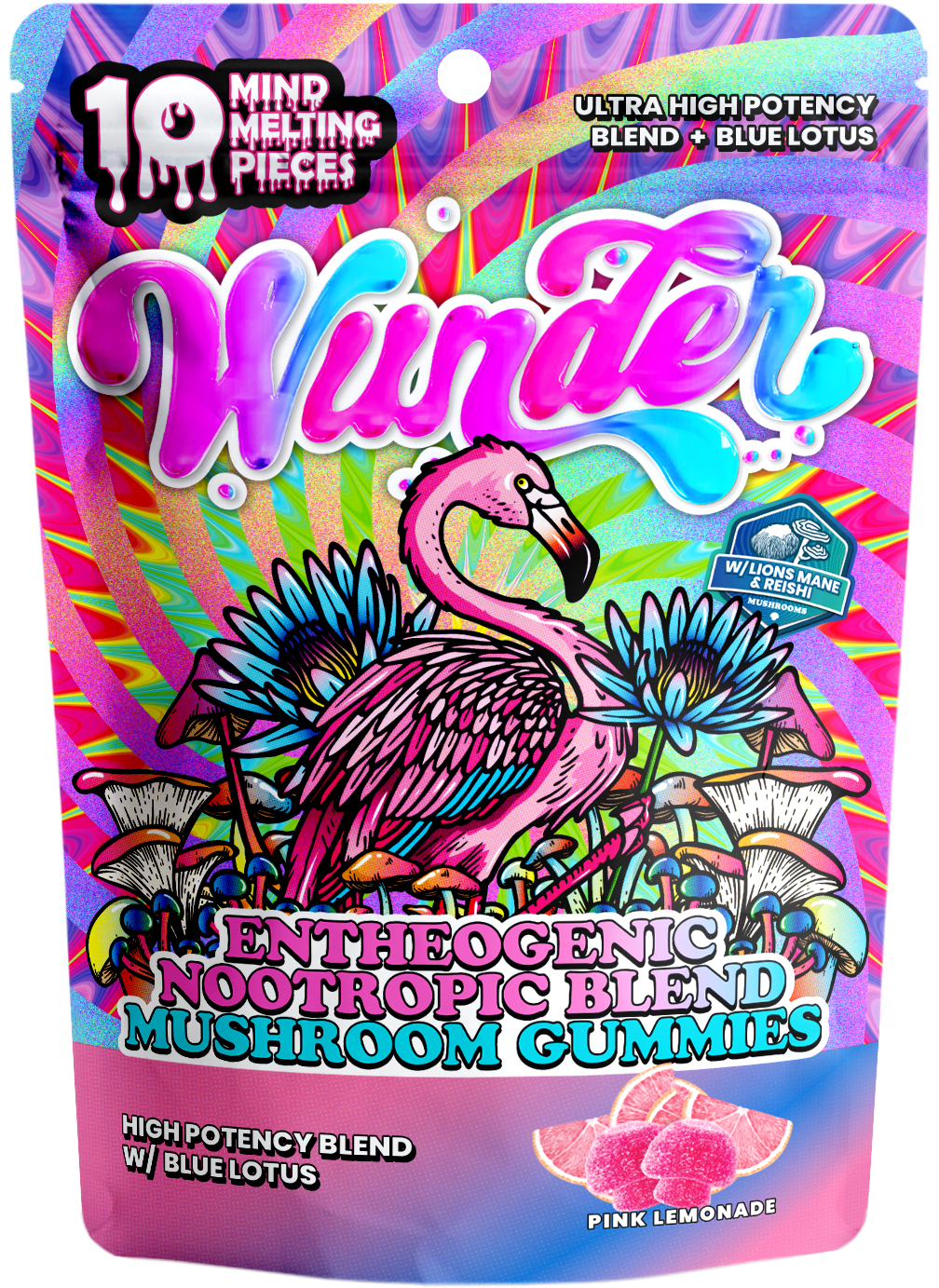 Wunder Ultra High Potency Blend Entheogenic Nootropic Blend Mushroom Gummies 12,000mg Blue Lotus