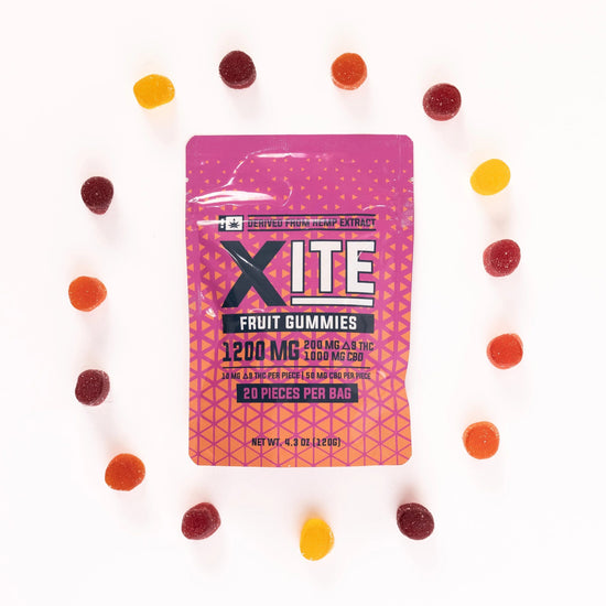 XITE Fruit Gummies | 1200MG Bag (10MG THC + 50MG CBD per gummy)