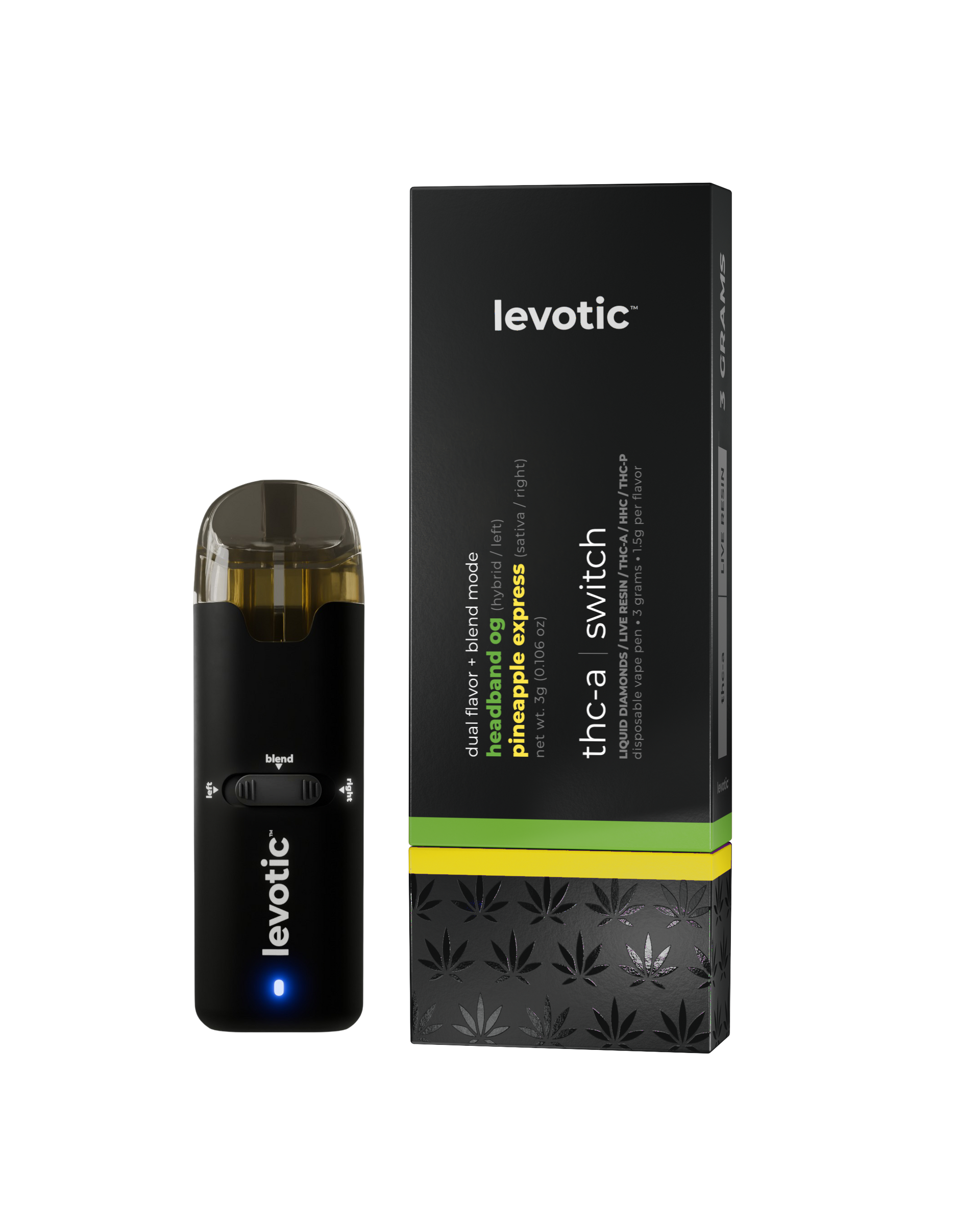 heaven mint cookies vape flavor Levotic THC-A Switch Dual Flavor Vape 3G Liquid Diamonds – Big D CBD