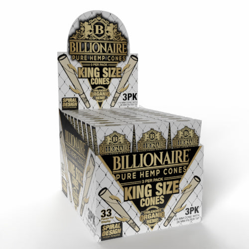Billionaire King Size Cones 33pk Display (3 Cones Per Pk)