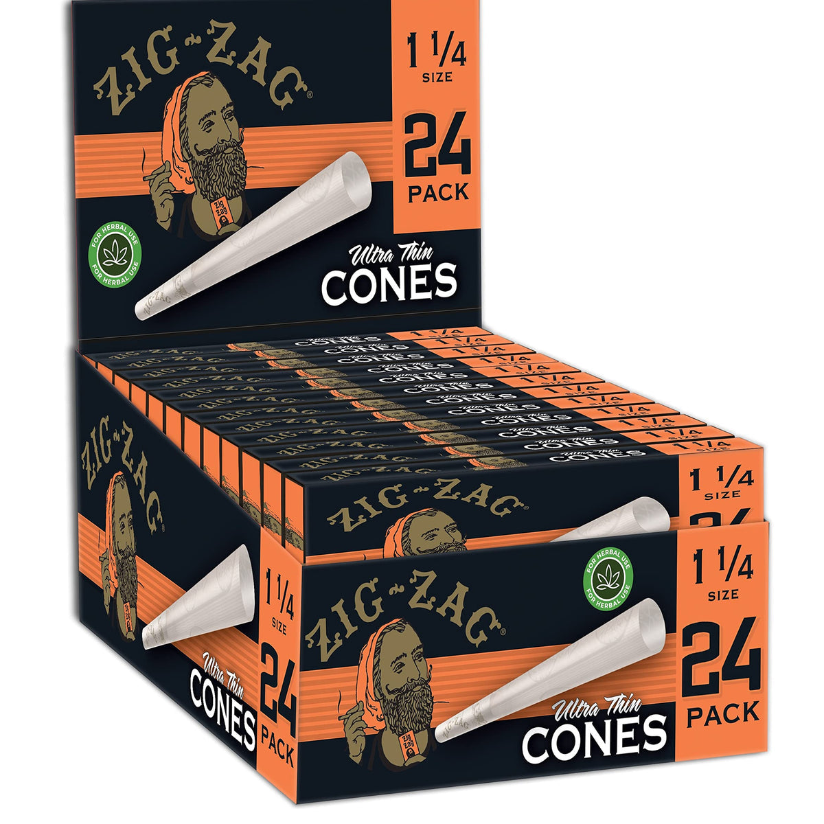 Zig Zag Ultra Thin 1 1/4" Pre Rolled Cones 12pk Display