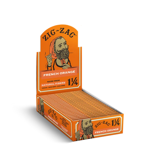 Zig Zag Orange 1 1/4" Ultra Thin Rolling Papers 24pk Display (32 Leaves Per Booklet)