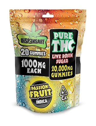 DISPENSARY PURE THC LIVE ROSIN SUGAR 20,000MG GUMMIES REVIEWS