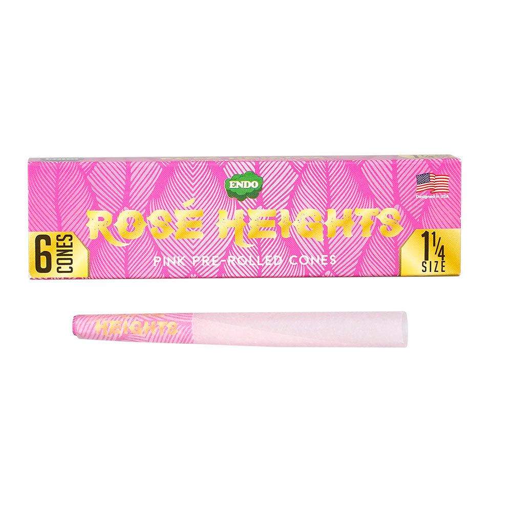 Endo Rose Heights Pink Pre Rolled Cones 24pk Box Display Natural Dye