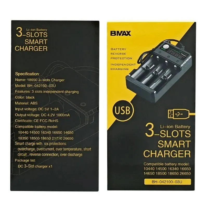 BMAX Li-Ion Battery Charger 18650 20700 26650 USB