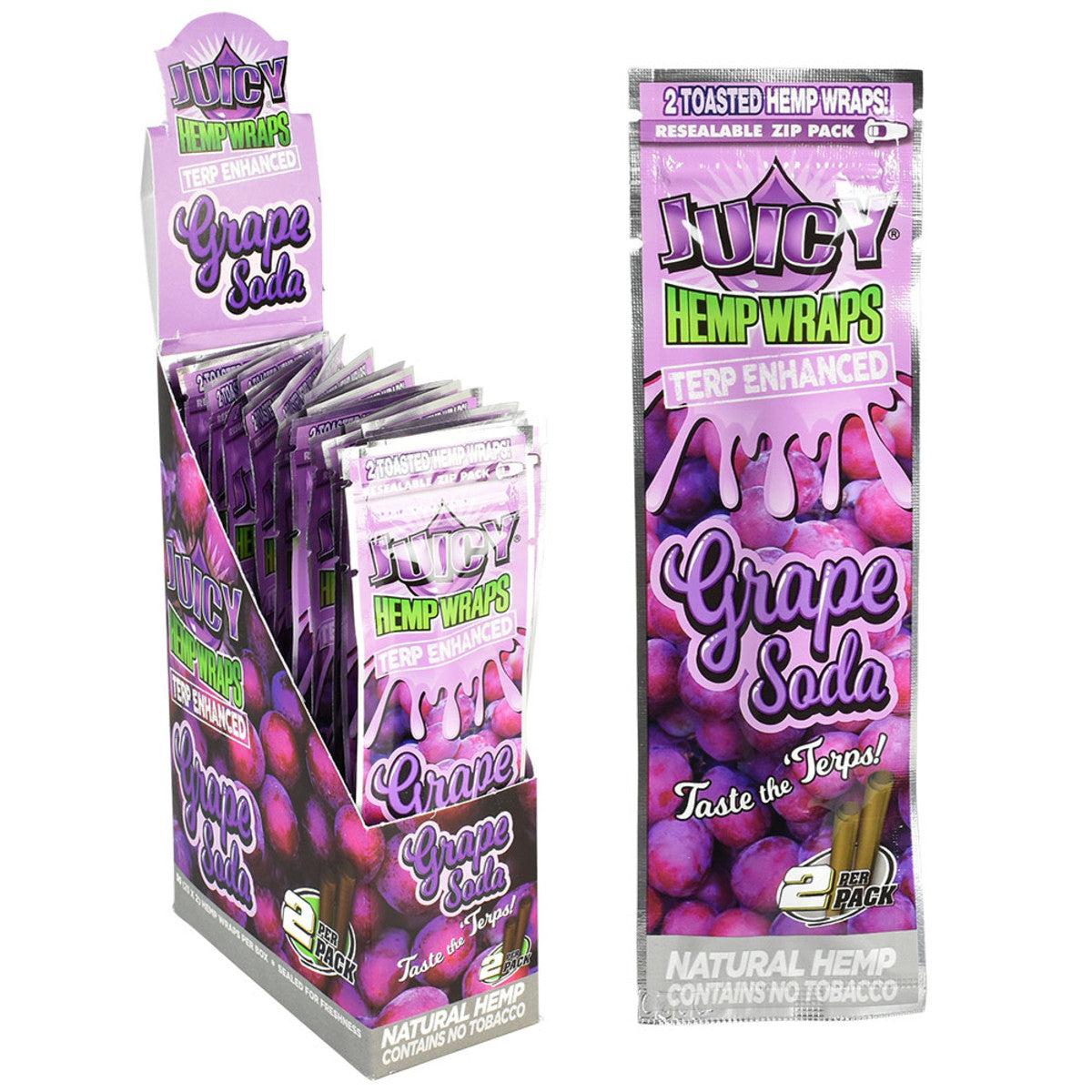 Juicy Terpene Infused Hemp Wraps 25pk Display 2 Wraps Per Pk