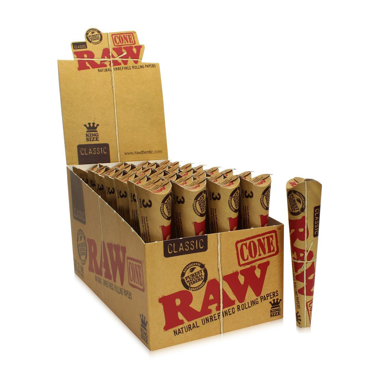 Raw King Size Pre-Rolled Cone with Filter 3 Pack