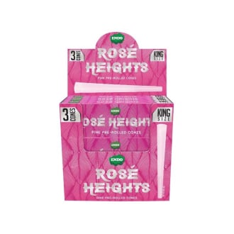 Endo Rose Heights Pink Pre Rolled Cones 24pk Box Display Natural Dye