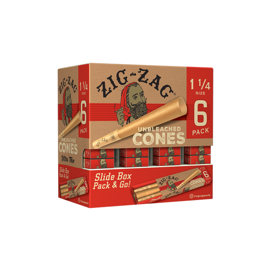 Zig Zag 1 1/4" Pre Rolled Cones 36pk Display (6 Cones Per Pk)